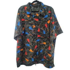 M.e. Sport Men's Casual Button Front Shirt Darts and Bullseye Print Size XXL